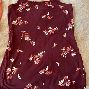 Floral Sleeveless Top - Maroon and Pink